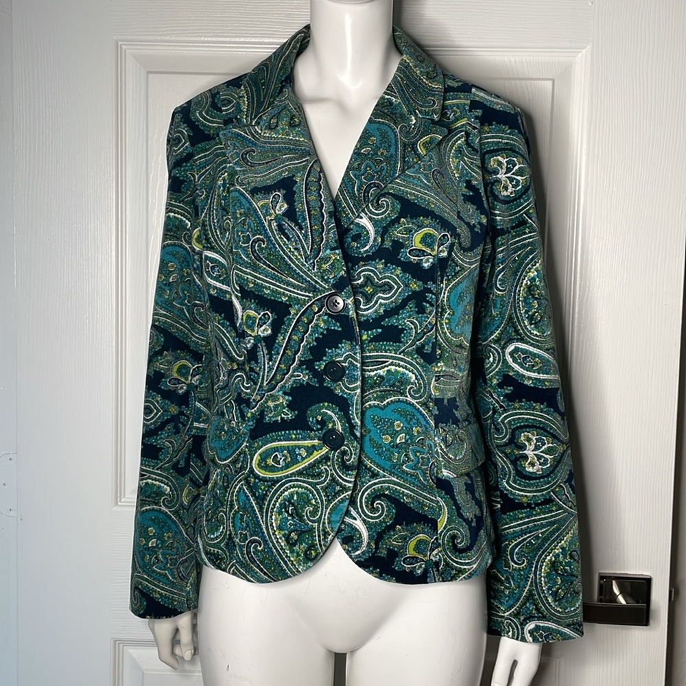 Talbots Button Down Paisley Print Blazer